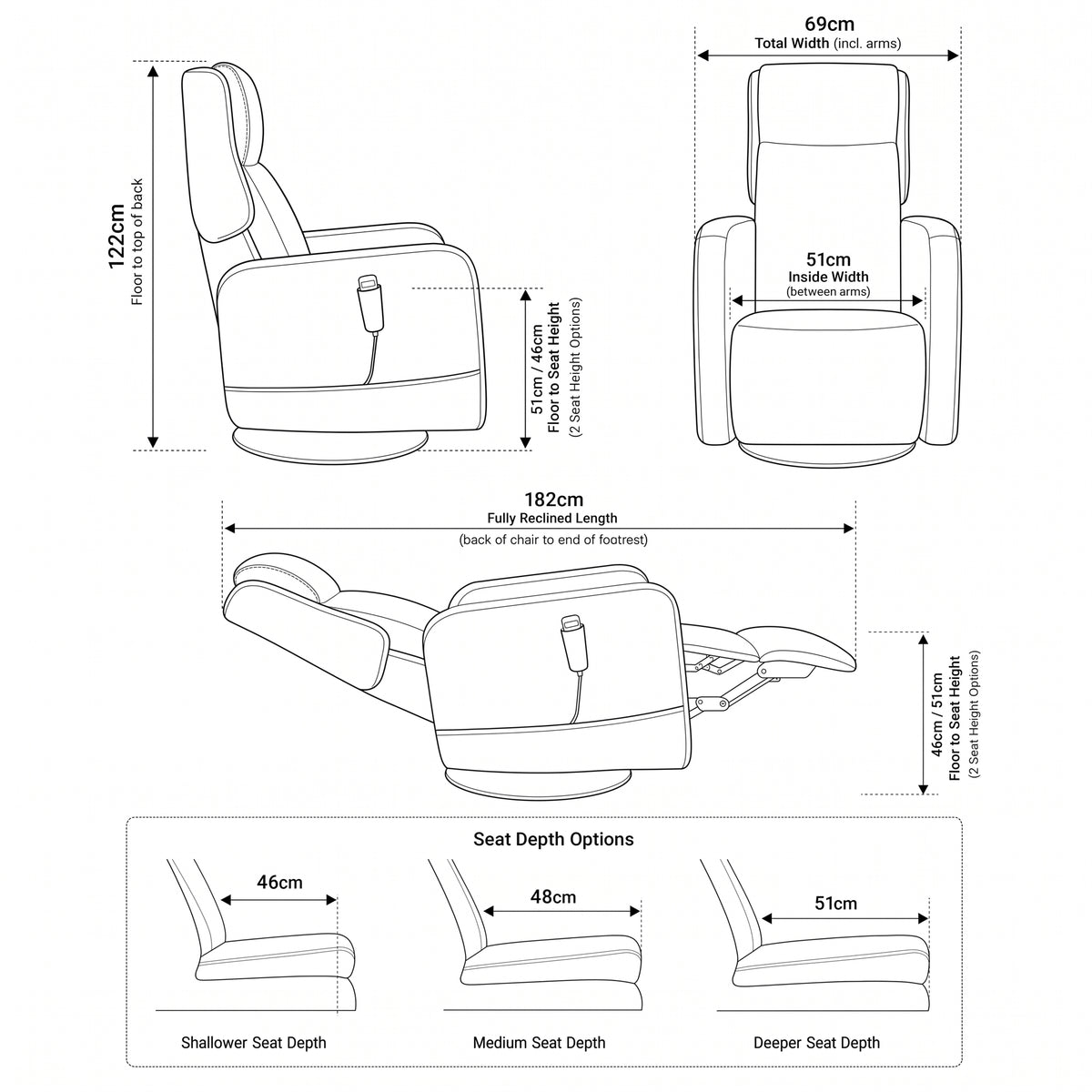 The Steadfast Fabric Swivel Rise Recliner Chair